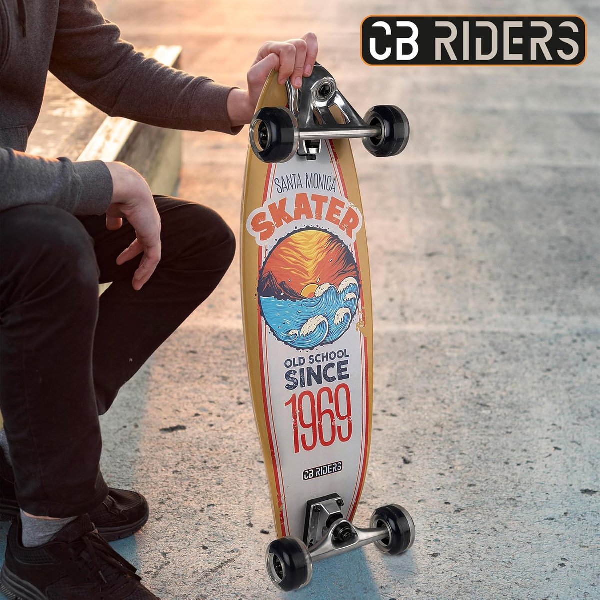 Kinder skateboard - Outdoor board - Buiten spelen - Verbeter motoriek - 74 x 22 cm - Oranje