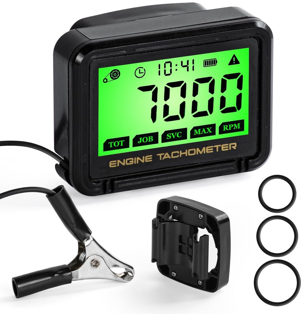 Toerenteller Motor - Snelheidsmeter LCD - Motoren Monitoren - Draadloze Inductie - 0-18000 RPM - Zwart