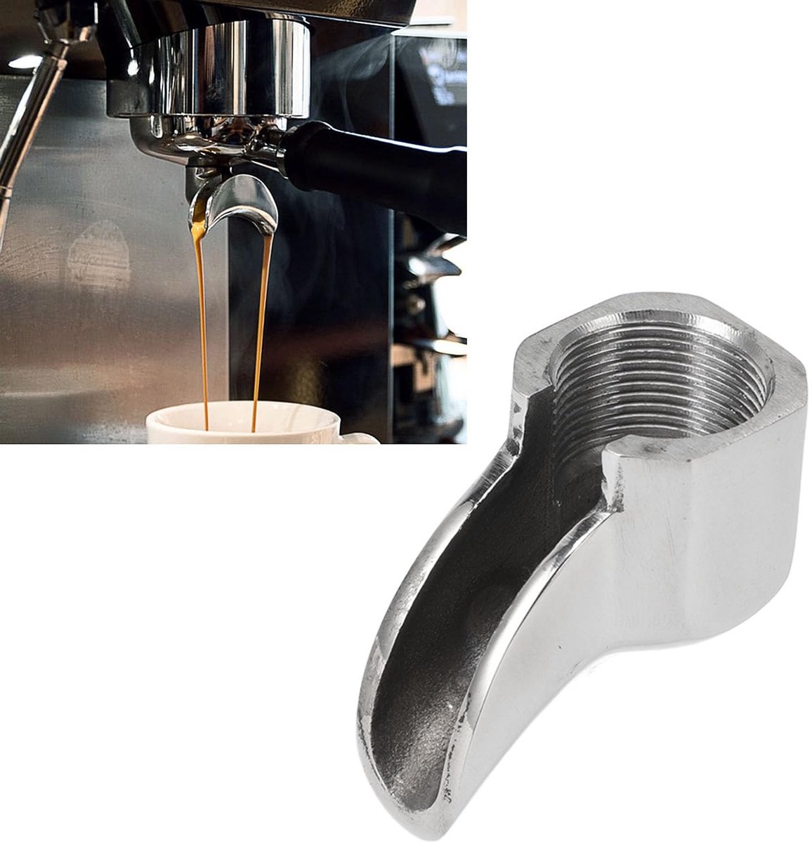 Dailygoods- Portafilter Dubbele Uitloop Vervangingsonderdelen Roestvrij Staal Compatibel met Expobar Koffiezetapparaat Verbeterde Koffie-ervaring Koffiefilter