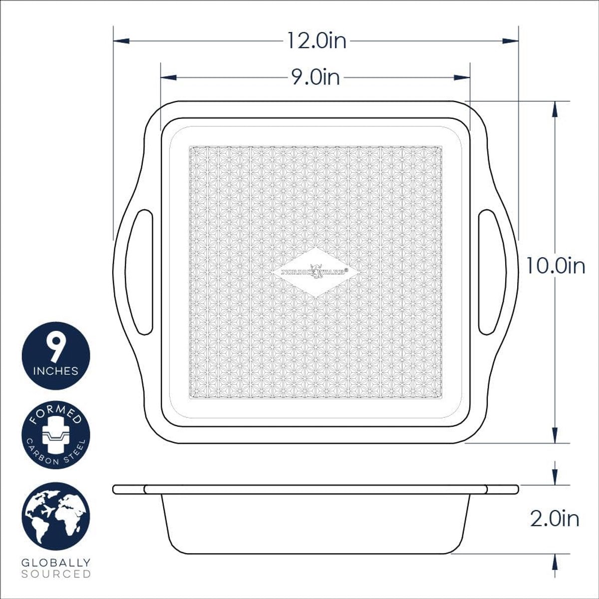 Vierkante Bakvorm - Taartvorm - Cakes en brownies bakken - PFOA-vrije antiaanbaklaag - 29.85 x 25.4 cm - Zilver