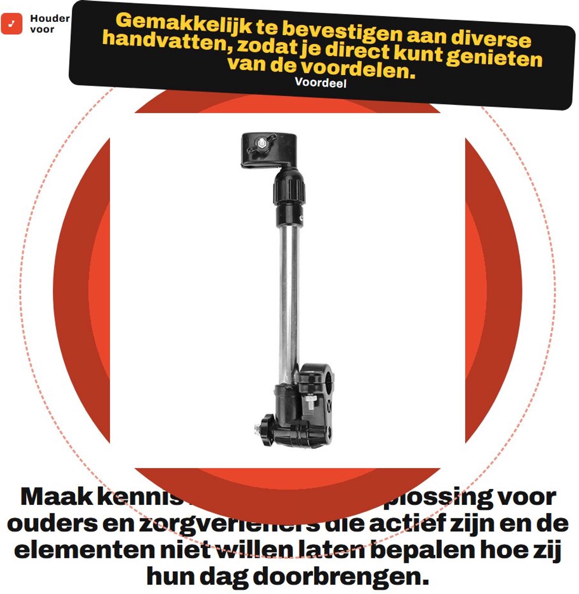 Dailygoods- Parapluhouder Hoogwaardige Roestvrij Stalen Beugel - Telescopische Polsysteem - Geschikt voor Fiets/Stoel/Wagen - Verstelbare Hoek - Stevige Constructie