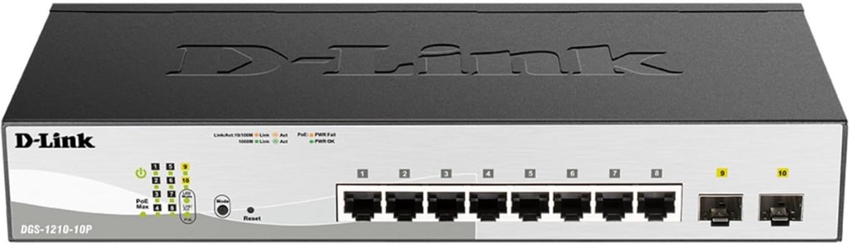 Netwerk Switch - Gigabit Managed - Bedrijfsnetwerk Uitbreiden - 65W PoE Budget - 10 Poort - Zwart