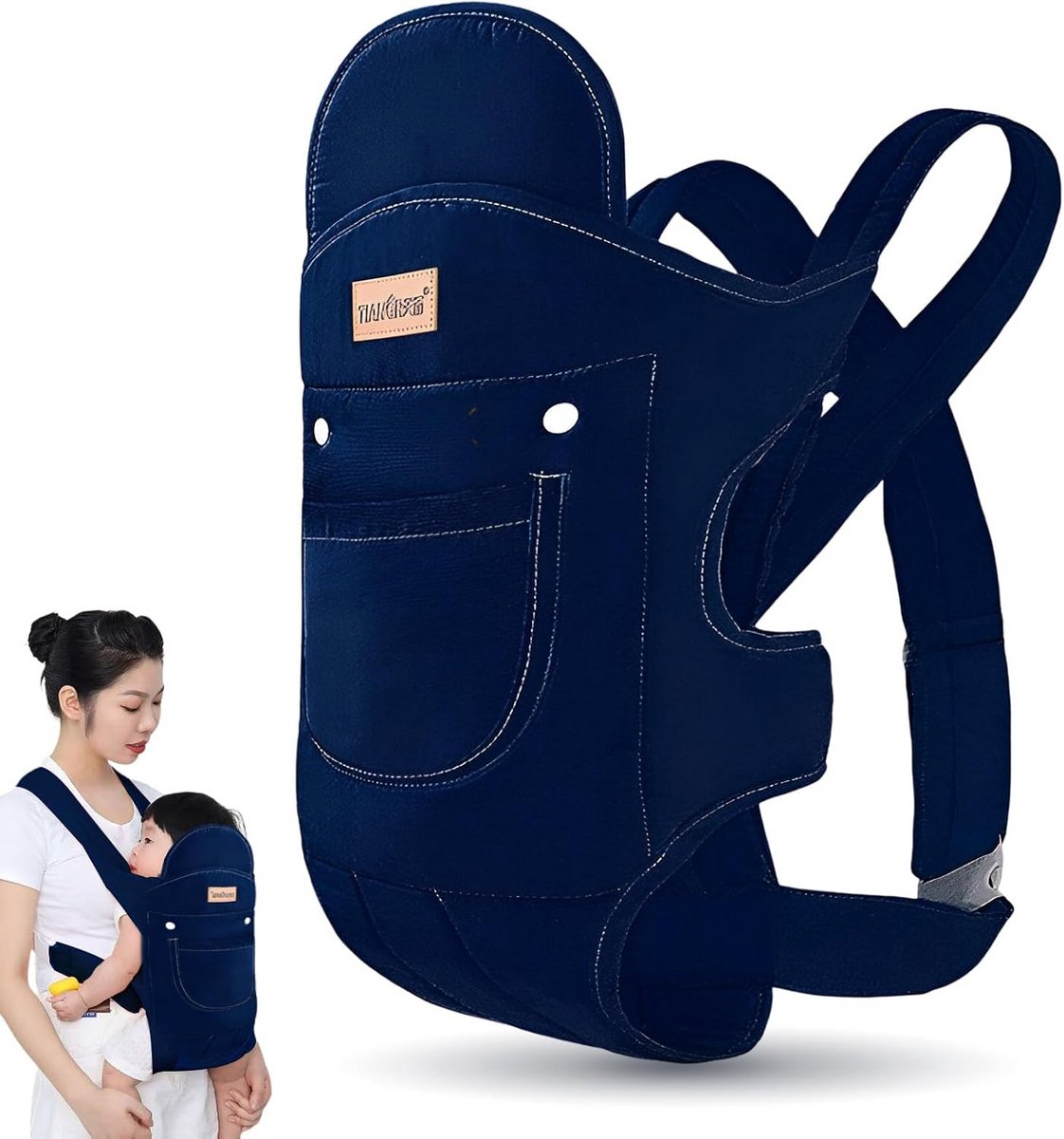 Draagzak Baby - Draagtas Peuter - Onderweg Met Baby - 3 Draagposities - 0-36 Maanden - Marineblauw