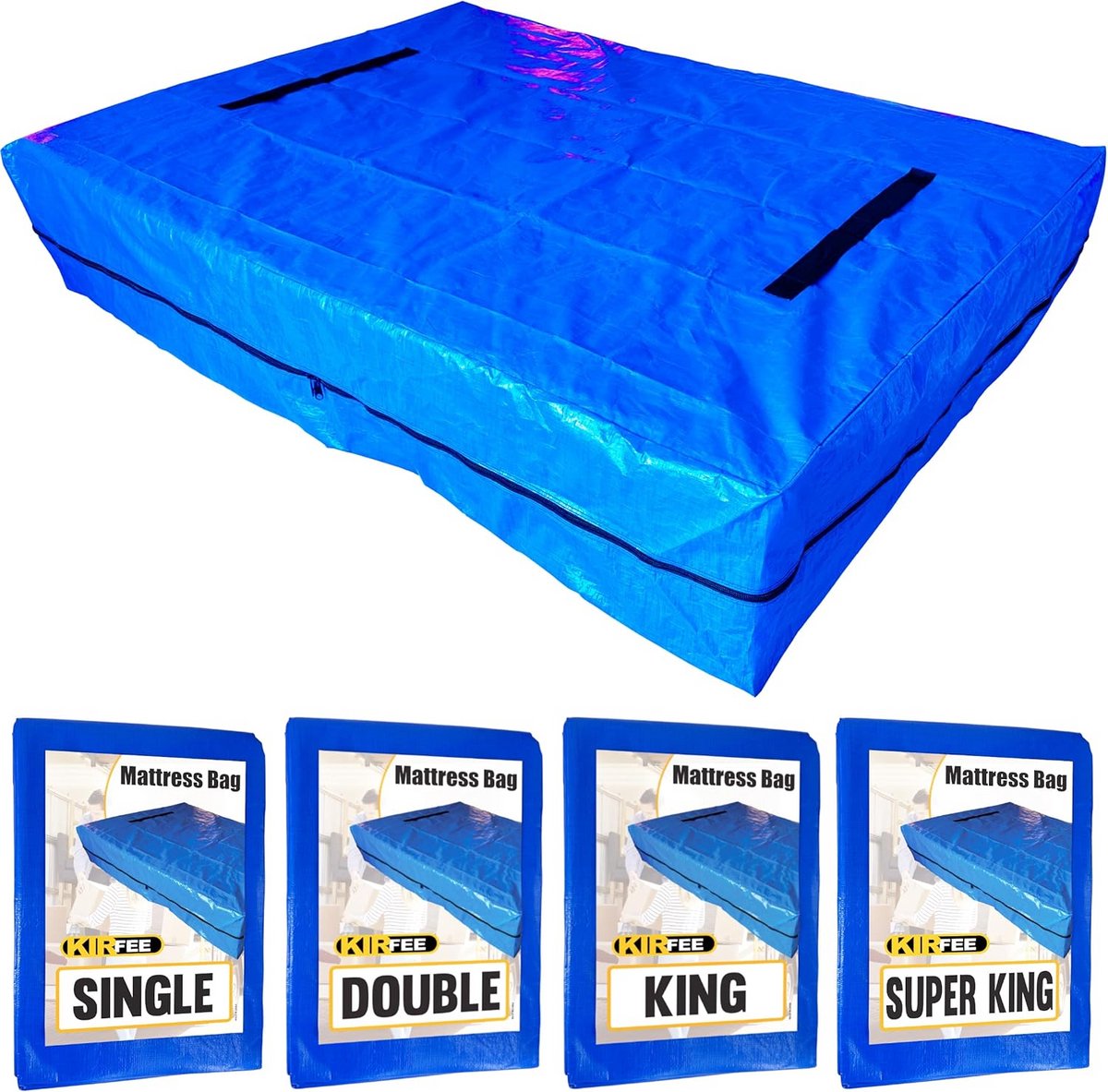Matraszak - Beschermhoes - Matras Opslag - Met Handvatten - Tweepersoons - Blauw