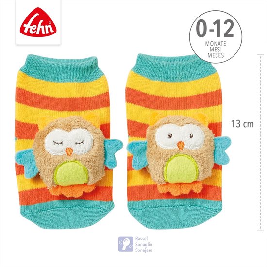 Rammelsokjes Uil - Babysokjes Rammelaar - Baby Ontwikkeling - Stimuleert Zintuigen - 0-12 Maanden - Multicolor — afbeelding 3