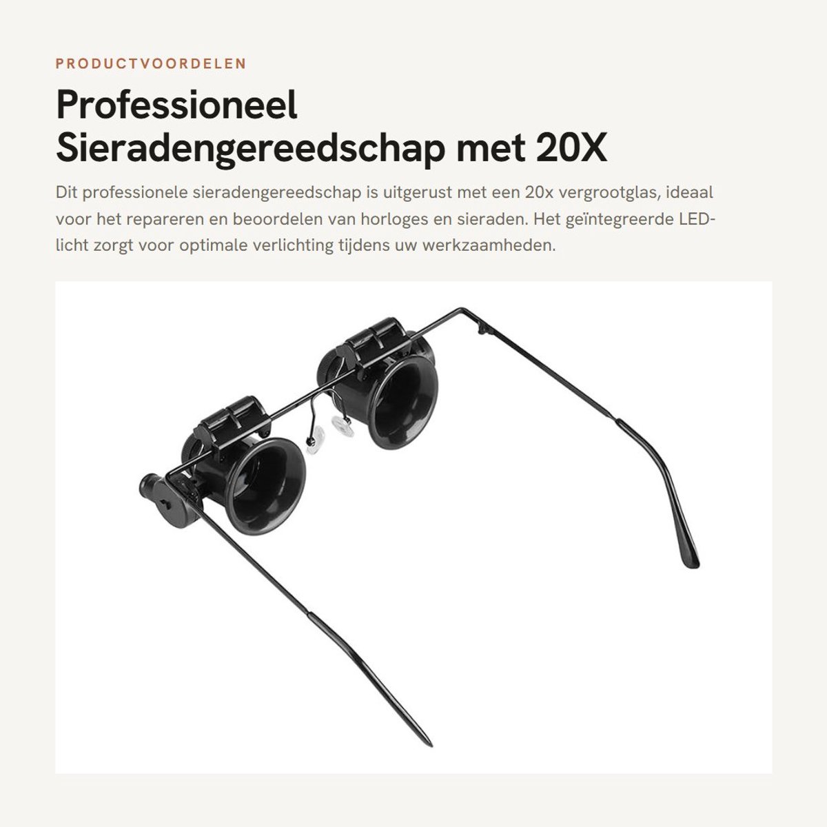 Dailygoods - Professioneel Sieradengereedschap met 20X Vergrootglas en LED-Licht