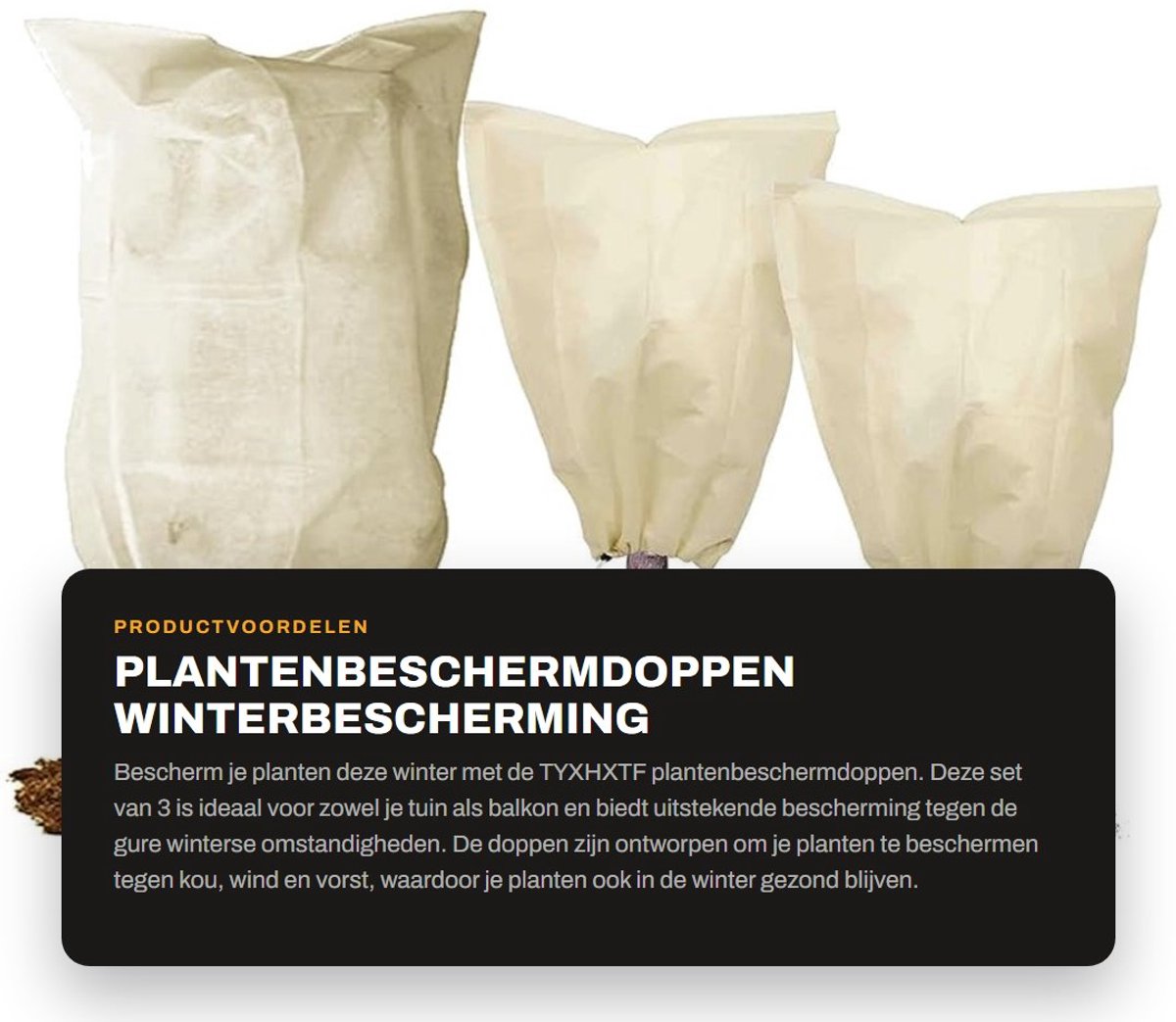 Dailygoods- Plantenbeschermdoppen 3 Stuks - Winterbescherming - Vorstbescherming - Windbescherming - Beige - Afmetingen 60 x 80 cm / 80 x 120 cm - Plantenkappen
