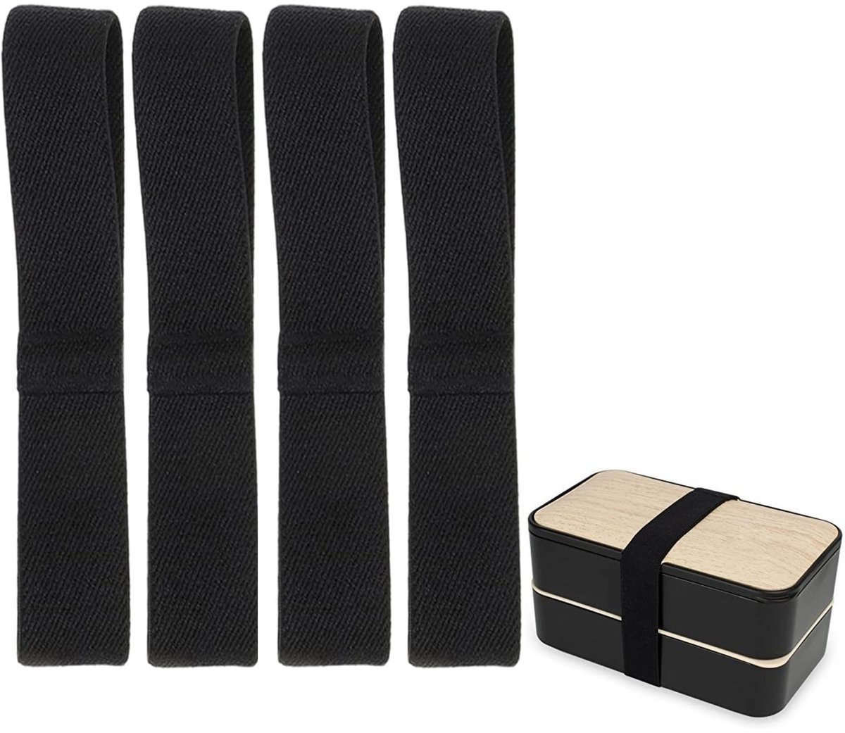 Dailygoods- Bento Box Riem - 4 Stuks - Elastisch Design - Bevestigingsriemen - Lunchboxen - Praktisch in Gebruik - Geschikt voor Thuis/School/Camping - Lunchbox
