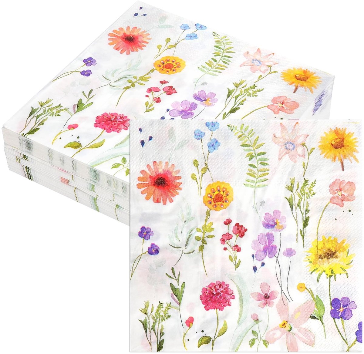 Dailygoods- Servetten 80 Stuks - Papieren Servetten 33 x 33 cm - Tafeldecoratie Bruiloft - Servetten Bloemenmotief - Feestdecoratie - Voor Tuin en Verjaardag