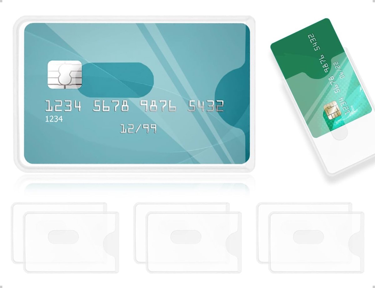 Dailygoods- Kaarthoes 6 Stuks - Duimgat - Geschikt voor ID/creditcards - PVC Materiaal - Wit Ontwerp - Duurzaam en Slijtvast - Kaartbeschermer
