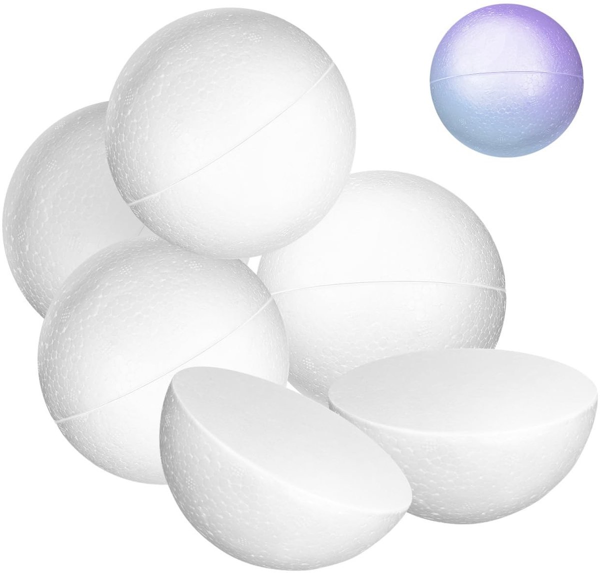 Dailygoods- Schuimballen 10 cm - Halve Schuimballen - 10 Stuks - Ronde Halfronde Ballen - Doe-het-zelf Decoratie - Veilig Schuimstof - Knutselballen