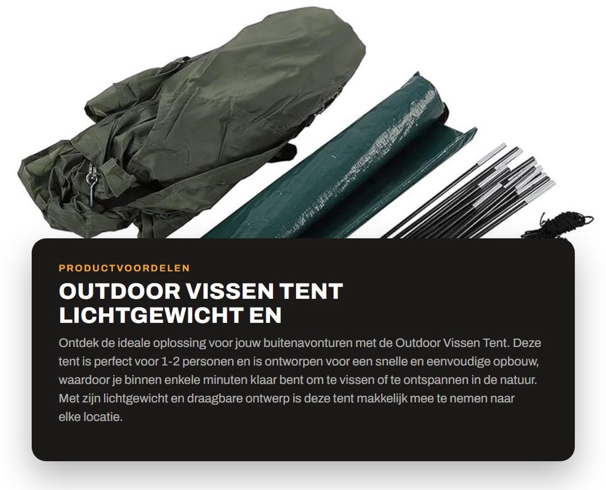 Dailygoods- Vissentent Lichtgewicht - Waterdicht - Winddicht - Voor 1-2 Personen - Oxford Doek - 2 Vensters voor Observatie - Visserstent