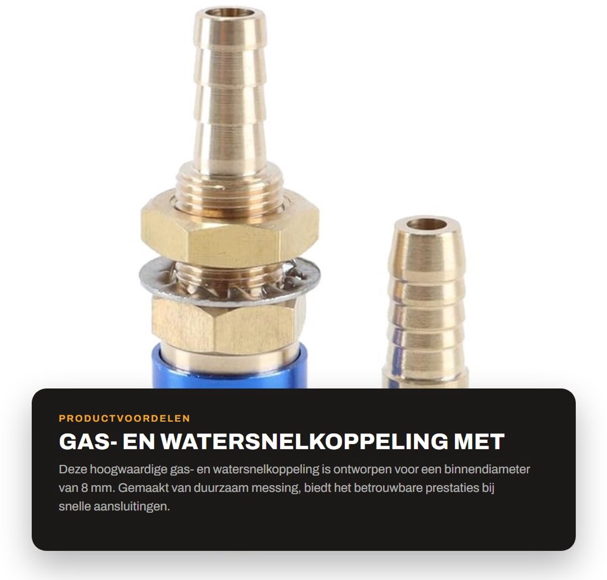 Dailygoods- Snelkoppeling Duurzaam Messing - Koppeling Gas/Water - Koppeling Buis 8 mm - Slang Koppeling - Hoge Slijtvastheid - Betrouwbare Prestaties