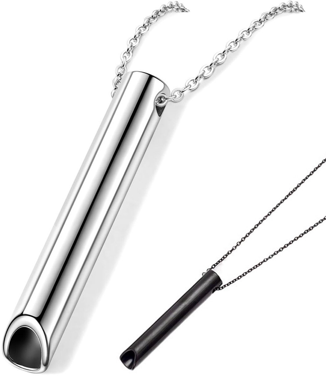 Dailygoods- Halskettingen Roestvrij Staal - Ademhaling/Halsketting - Anti-Stress/Halsketting - 2 Stuks - Dames/Heren - Verstelbare Lengte - Ademketting