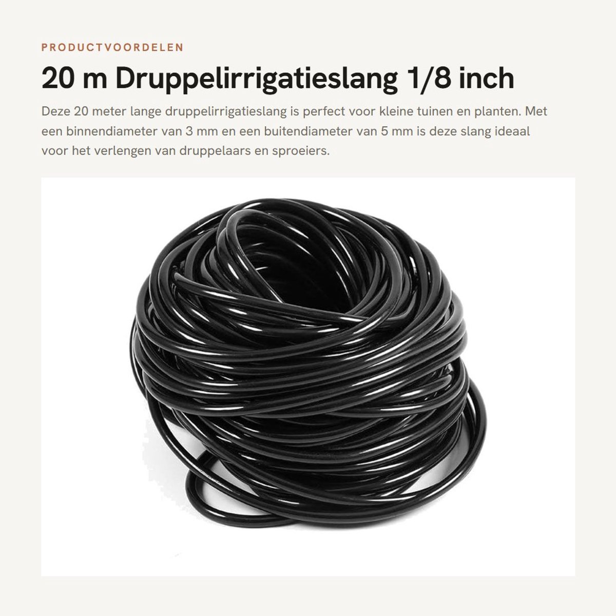 Dailygoods- Druppelirrigatieslang 20 m - Micro-slang 1/8 inch - Irrigatiesysteem - Flexibel - Duurzaam - Efficiënte waterverdeling - Irrigatieslang