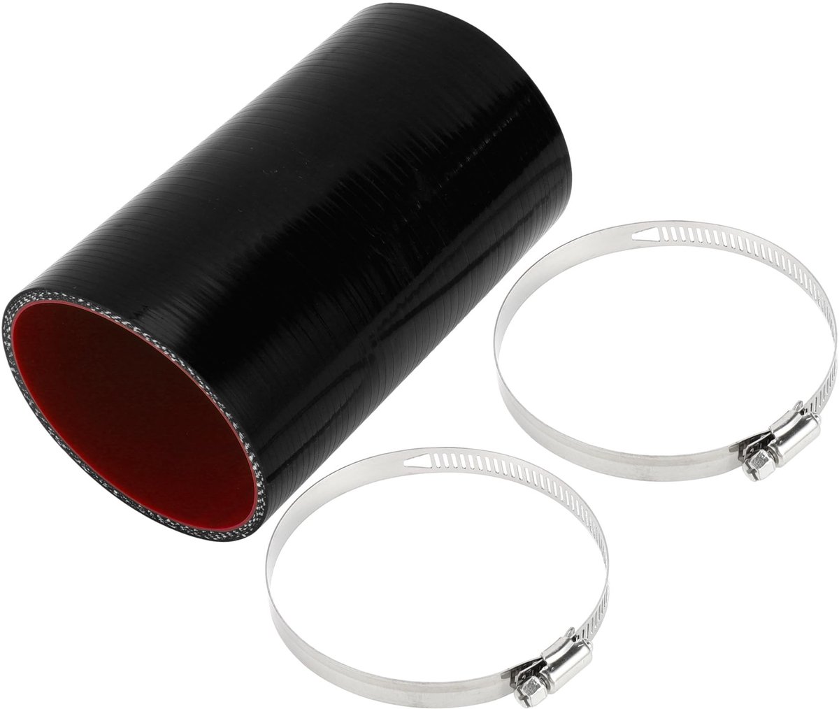 Dailygoods- Silicone Slang 4-Laags - 3.15" Binnendiameter - 150mm Lengte - Zwart/Rood - 5mm Dikte - Temperatuurbestendig tot 300℃ - Koelslang