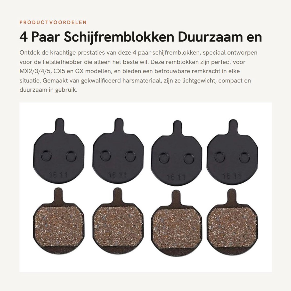 Dailygoods- Schijfremblokken 4 Paar - Hars/Staalschijfremblokken - Lichtgewicht/Duurzaam - Compact/Handig - Ultieme Remkracht - Betere Warmteafvoer - Fietsremmen