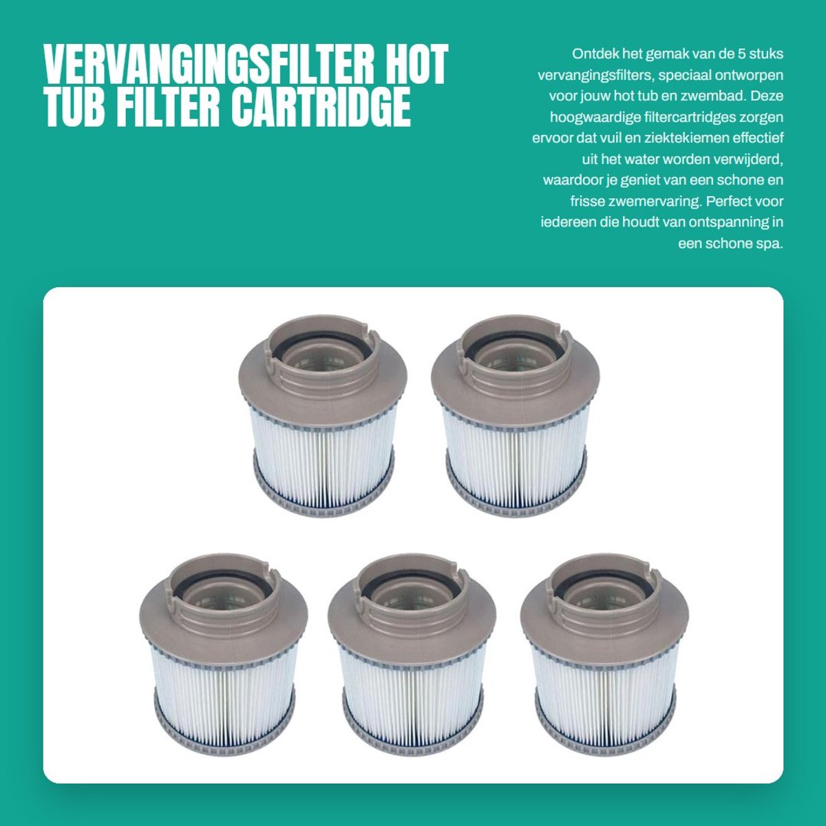 Dailygoods- Filter Vervanging - Filter Cartridge - Hot Tub - Zwembad - Spa's - 5 Stuks - ABS Materiaal - Zwembadfilter