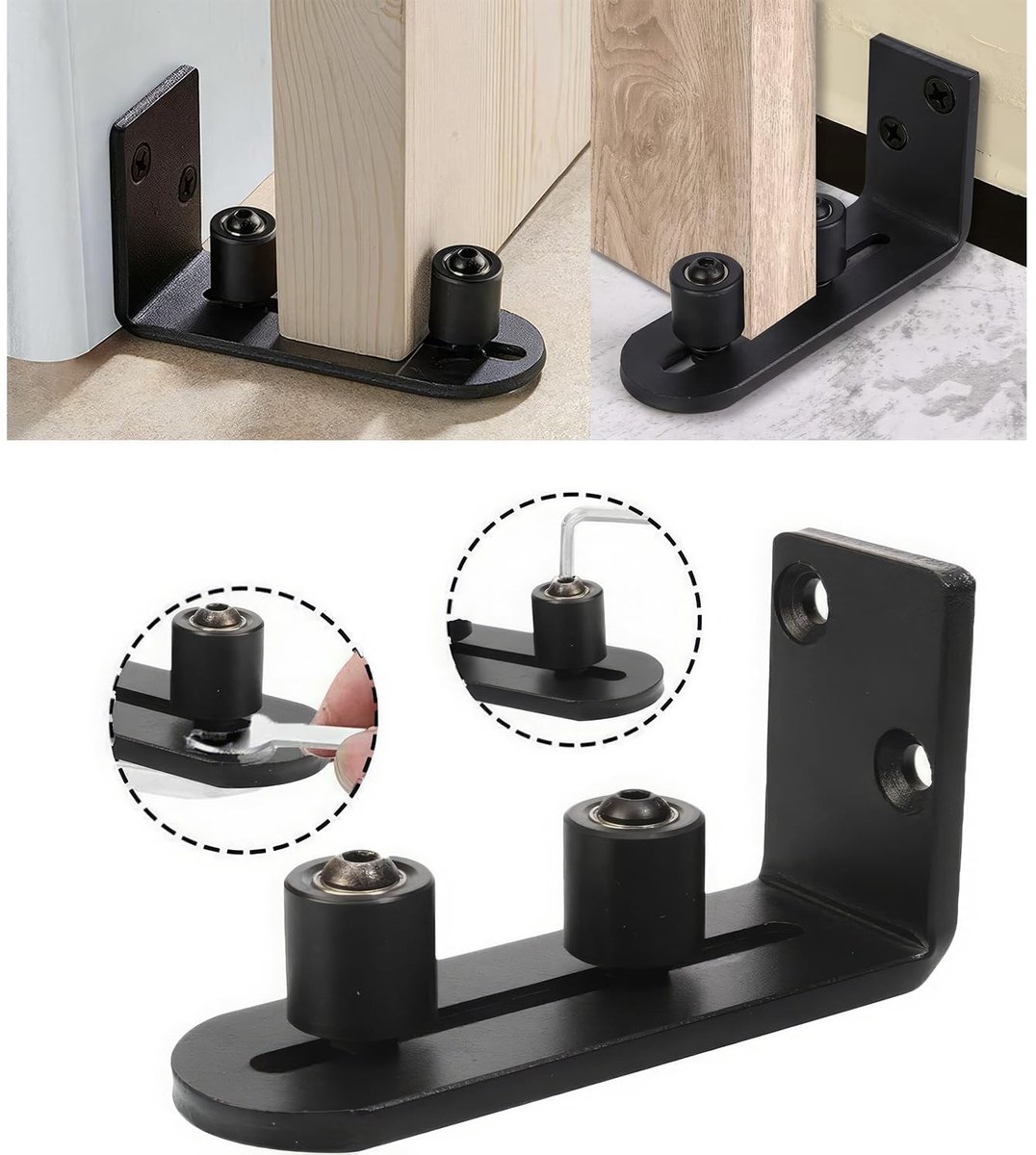 Dailygoods- Schuurrol - Verstelbare Schuurroller - Carbon Staal - Vloergids - Schokbestendig - Eenvoudig te Installeren - Beschermt Vloeren - Deurgids