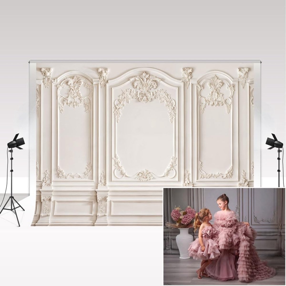 Dailygoods- Achtergrond Microvezel 2.2x1.5m - Fotografie Achtergrond - Vintage Bloemen - Decoratieve Rekwisieten - Portret Bruiloft - Schokbestendig Materiaal