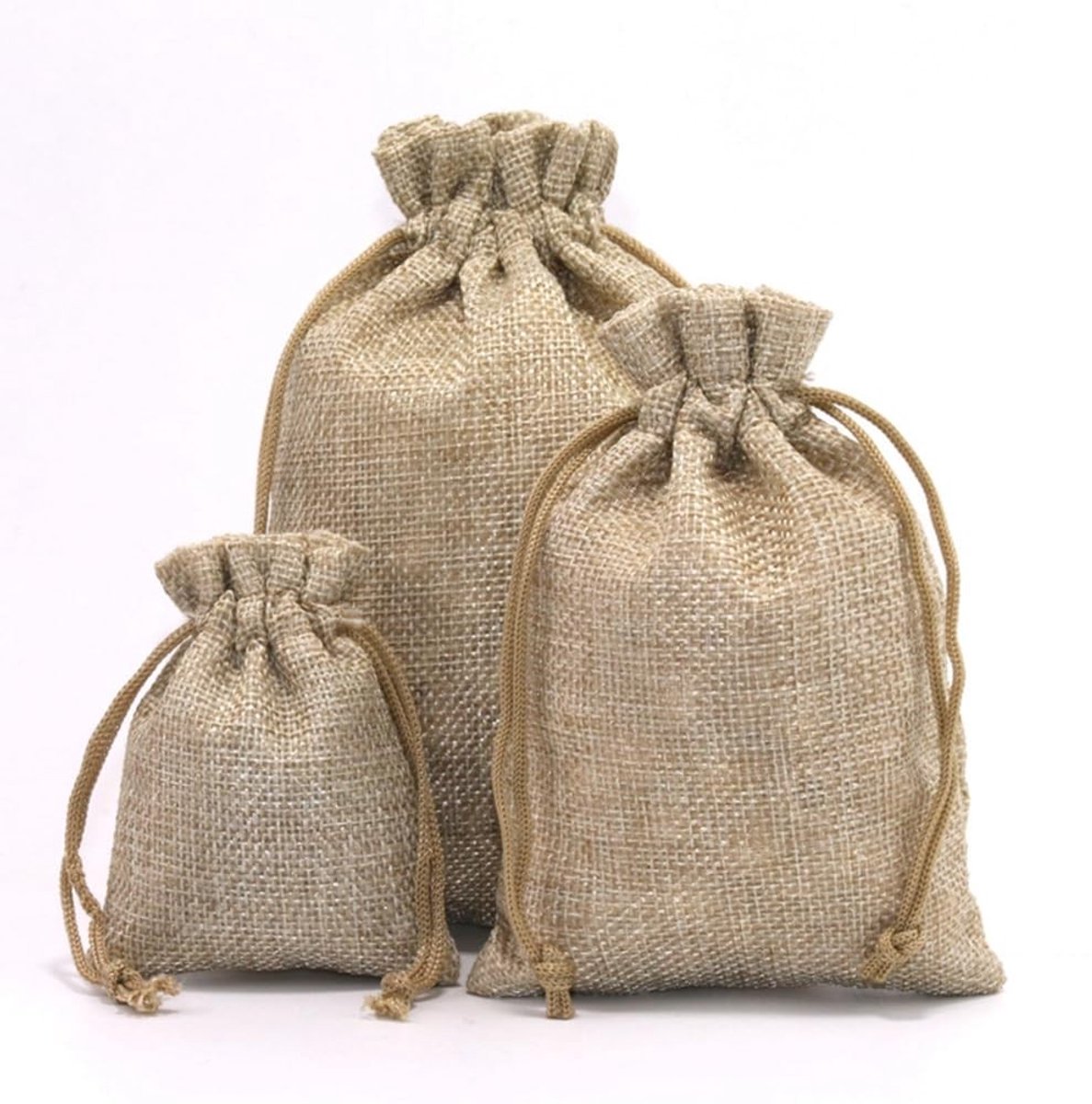Dailygoods- Jute Zakjes 10 Stuks - Kleine Linnen Zakjes - Herbruikbare Cadeauzakjes - 10 x 15 cm - Trekkoord - Hoogwaardig Materiaal