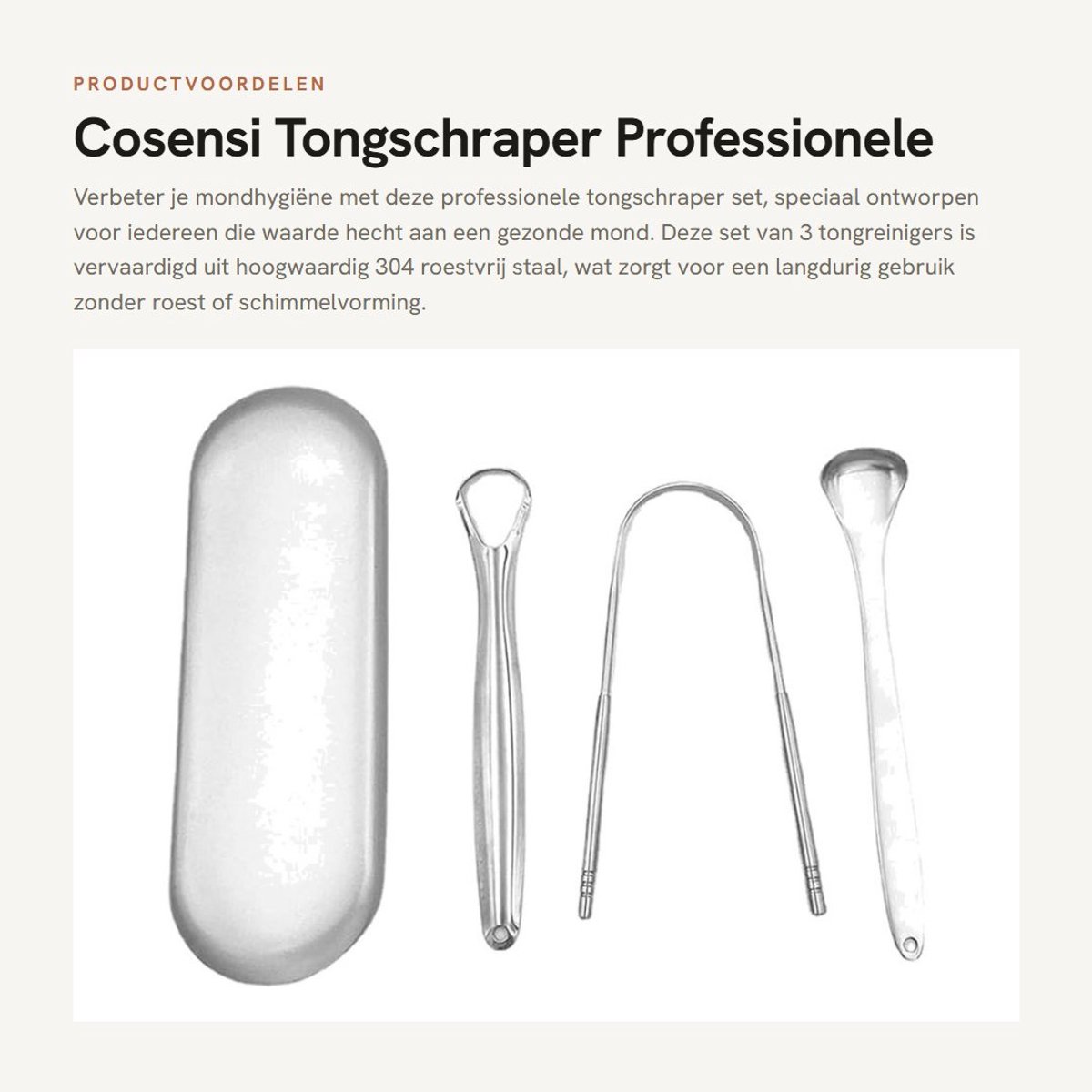 Dailygoods- Tongschraper Professionele Set - 3 Stuks - Roestvrij Staal - Optimale Mondhygiëne - Eenvoudig Schoonmaken - FDA-gecertificeerd - Tongreiniger