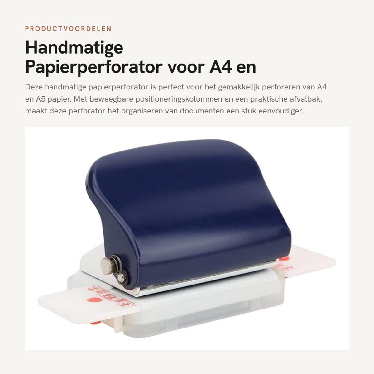 Dailygoods- Papierperforator 26-gaats - Handmatige Perforator - Gaatjesmaker Papier - Beweegbare Positioneringskolommen - Afvalbak - Innovatief Ontwerp