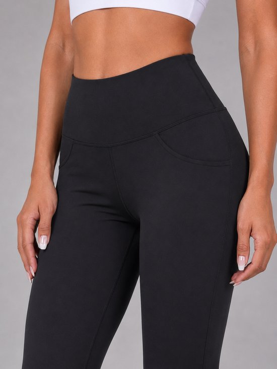 SparkNine Solofit flare broek met voor- en achterzakken - dames legging - 4 handige legging - M - zwart - hoge taille - elastisch & comfortabel — afbeelding 4