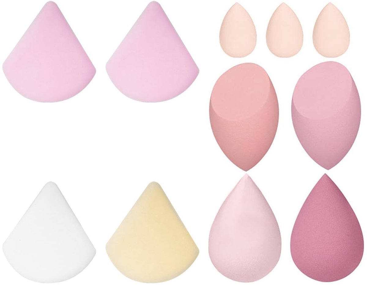 Dailygoods- Makeup Spons Set - 11-delige Roze Serie - Vlekkeloze Applicatie - Latexvrije Spons - Multi-Color Design - Duurzaam Materiaal - Makeup Applicator