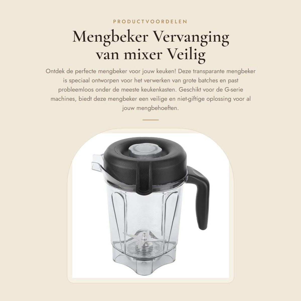 Dailygoods- Mengbeker voor Staafmixer - Transparant - Antislip Handgreep - Lichtgewicht - Veilig en Niet Giftig - Geschikt voor G-serie - Mixkom