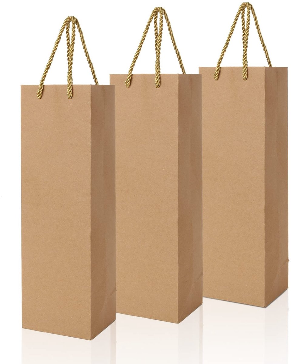 Dailygoods- Fleszakken 30 Stuks - Kraft Papier - Wijnzakken 750 ml - Milieuvriendelijk - Herbruikbaar - Stevig en Handig