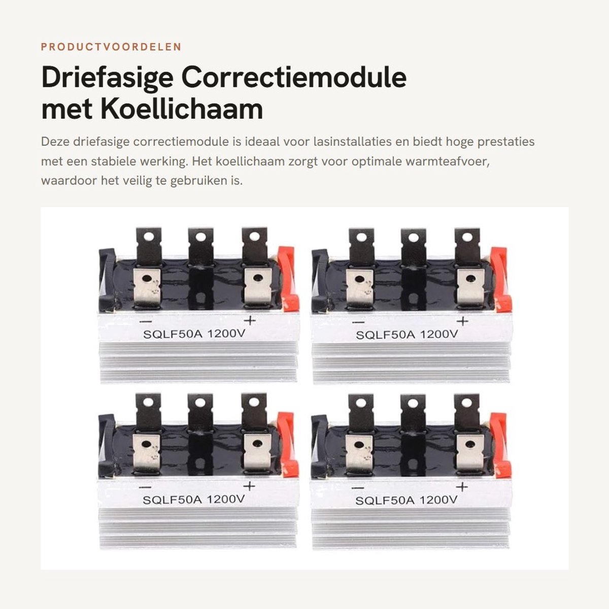 Dailygoods- Correctiemodule 1200V - Driefasige Gelijkrichter - Koellichaam - Hoge Prestaties - Stabiele Installatie - Geschikt voor Diverse Toepassingen