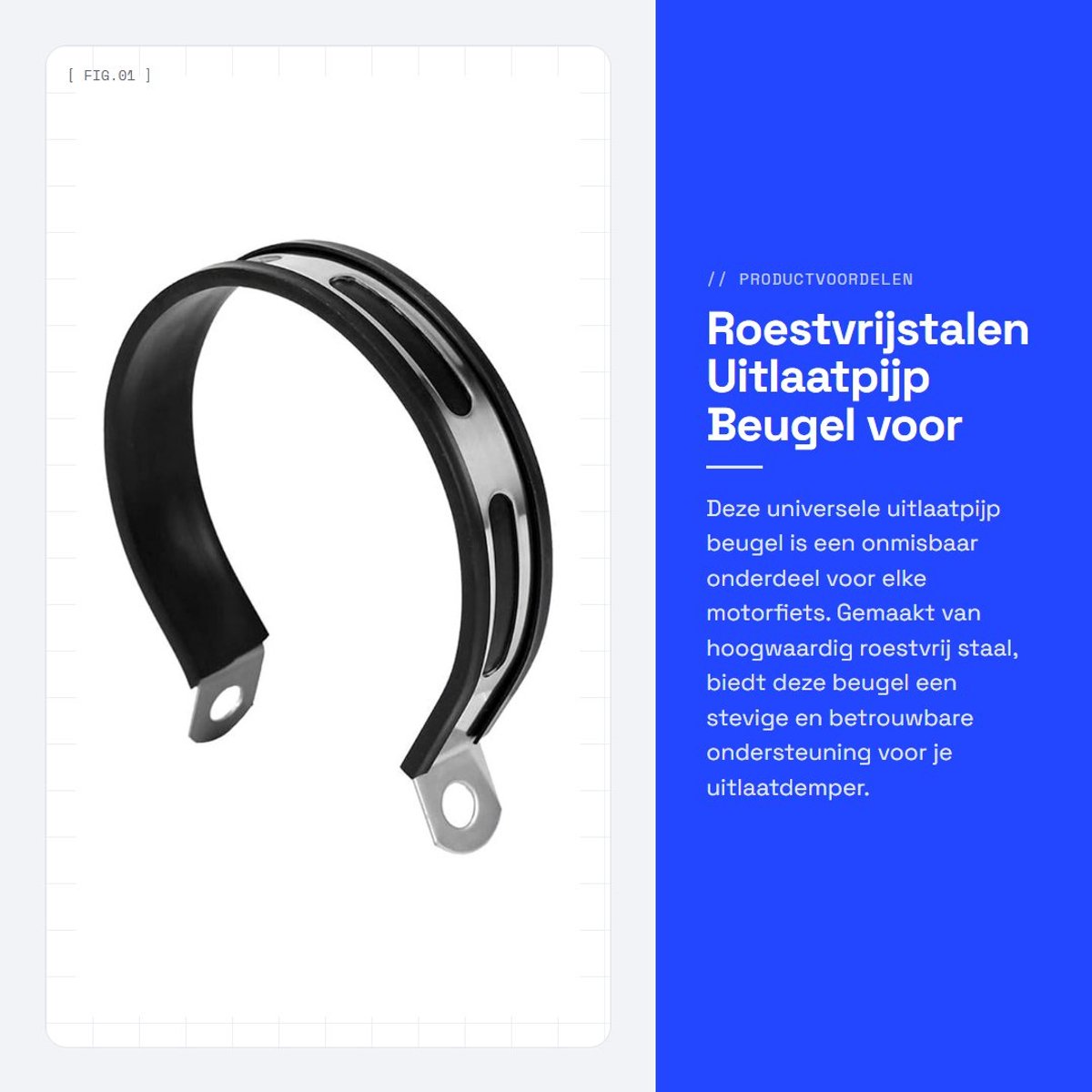 Dailygoods- Uitlaatpijp Universeel - Roestvrij Stalen Beugel - Halve Cirkel - Uitlaatdemper - Motorfiets Onderdelen - Duurzaam Materiaal - Uitlaathouder