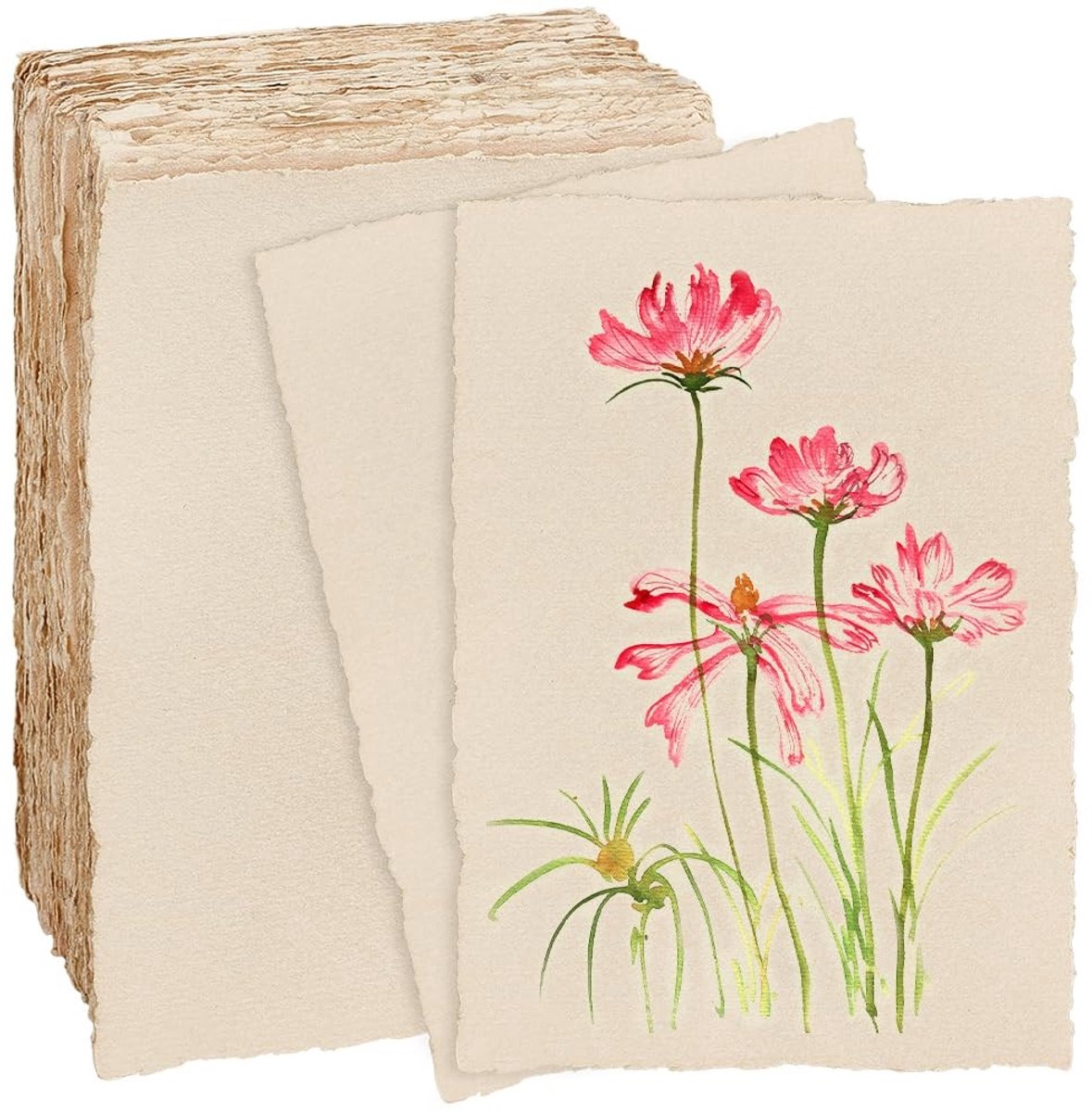 Dailygoods- Waterverfpapier 100 vellen - Handgemaakt - 15,2 x 10,2 cm - 160 g/m² - Katoen textuur - Perfect voor aquarelleren - Aquarelpapier