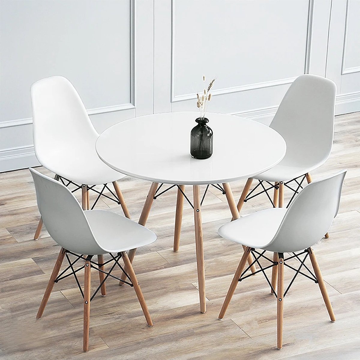 Dailygoods Ronde eettafel, eenvoudige ronde tafel, eetkamermeubilair, 70 cm ronde witte ee