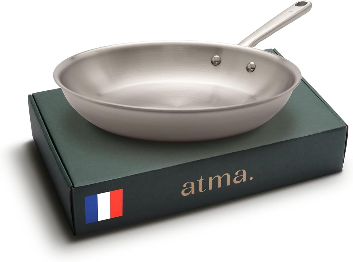 Inductie Koekenpan Roestvrij Staal Pan Gezond Koken Drielaags Warmtegeleiding 28 cm Zilver