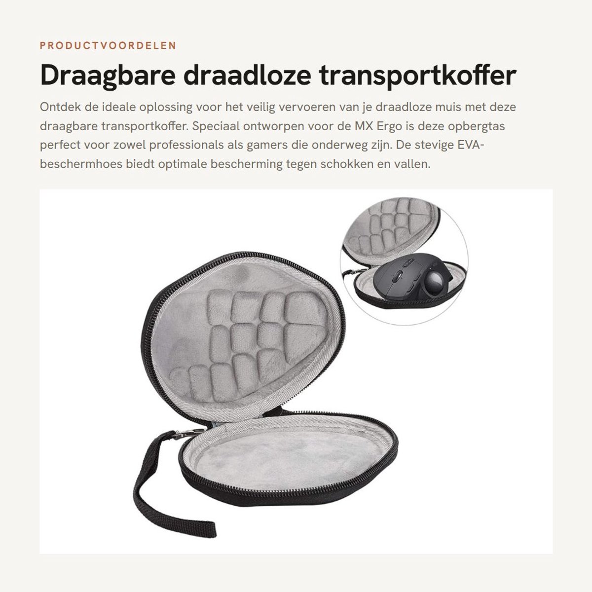 Dailygoods - Draagbare draadloze transportkoffer - Opbergtas voor muizen - Lichtgewicht en schokbestendig - Zwart - EVA-beschermhoes - Geschikt voor M...