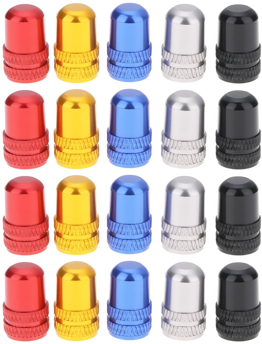 Dailygoods - Set van 20 Fiets Schrader Valve Caps in Verschillende Kleuren