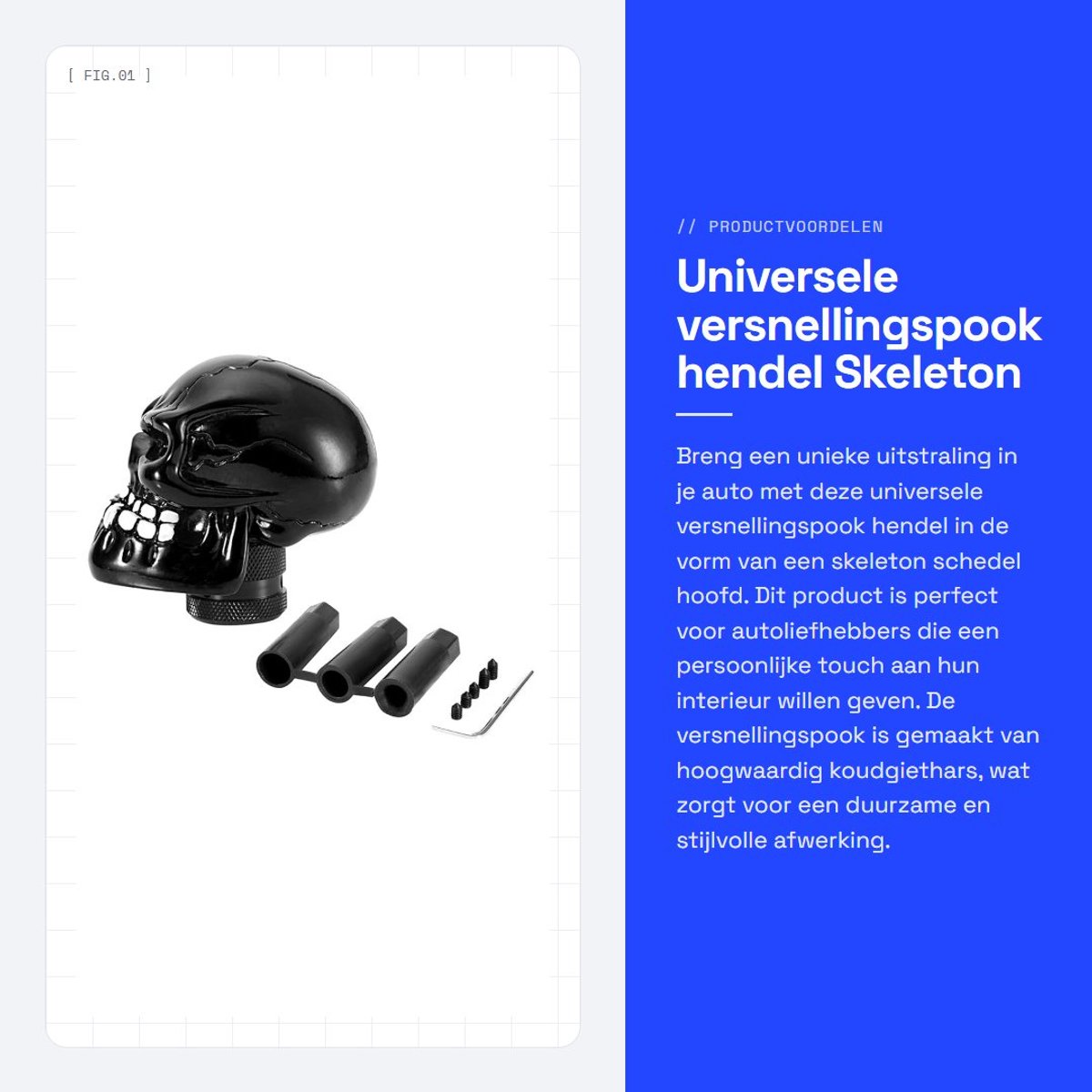 Dailygoods- Versnellingspook Hoes Universeel - Pookknop - Versnellingspook Knop - Koudgiethars - Hoogte 70 mm - Professioneel Ontwerp - Versnellingsknop