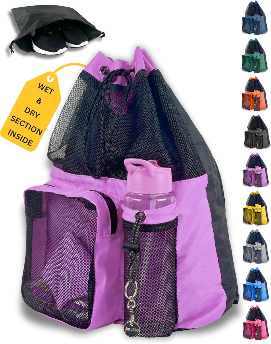 Sporttas met trekkoord - Zwemtas Gymtas - Sport en Strand - Waterdicht en Ventilerend - 25 Liter - Paars