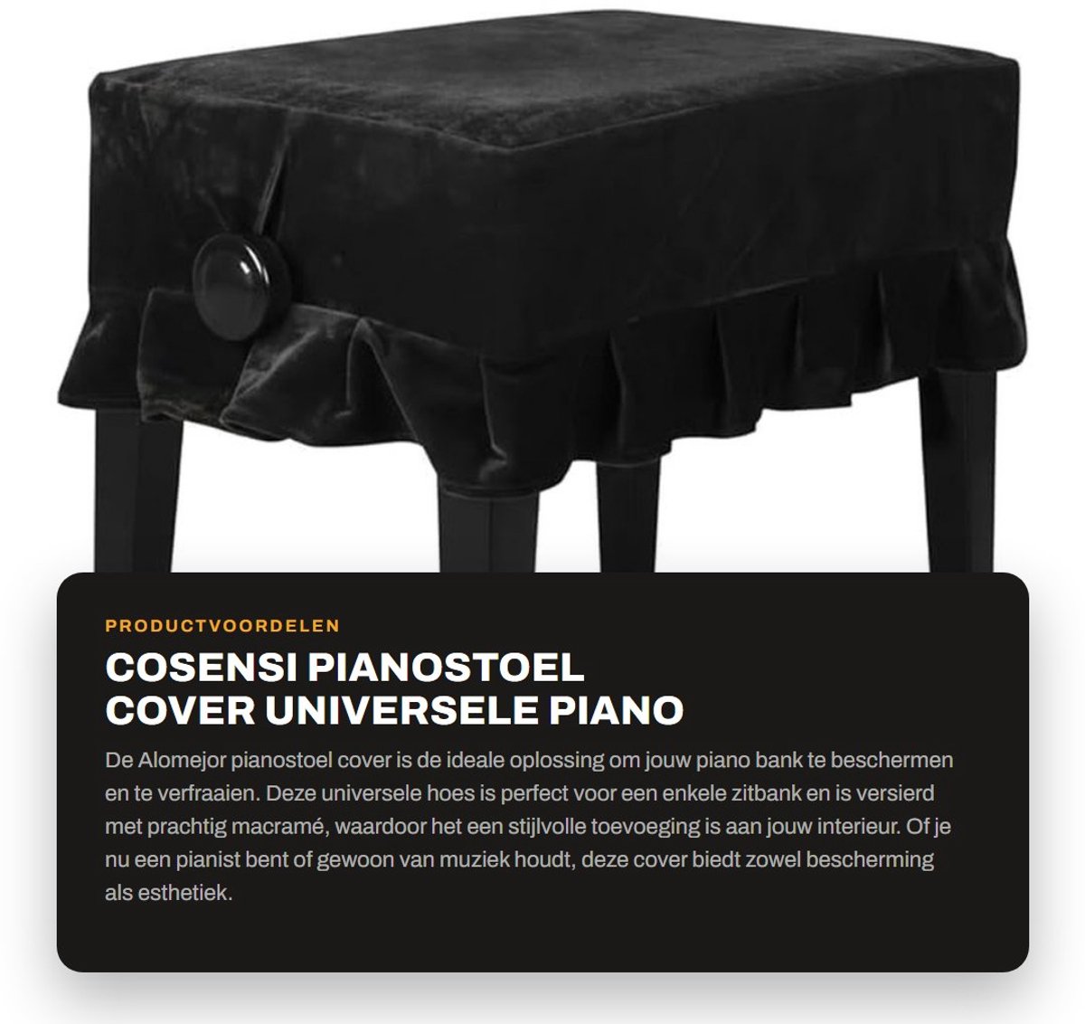 Dailygoods- Pianostoel Universele Hoes - Vuilafstotend - Volledige Bescherming - Zacht Materiaal - Macramé Design - Geschikt voor Dubbele Zitbanken - Krukhoes