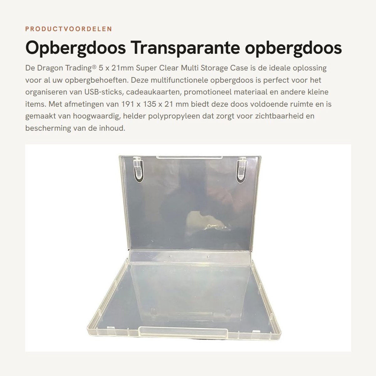 Dailygoods - Opbergdoos - Transparante opbergdoos - Ruimtebesparend - 21mm - Multi opslag - Geschikt voor kleine voorwerpen - Kleur doorzichtig