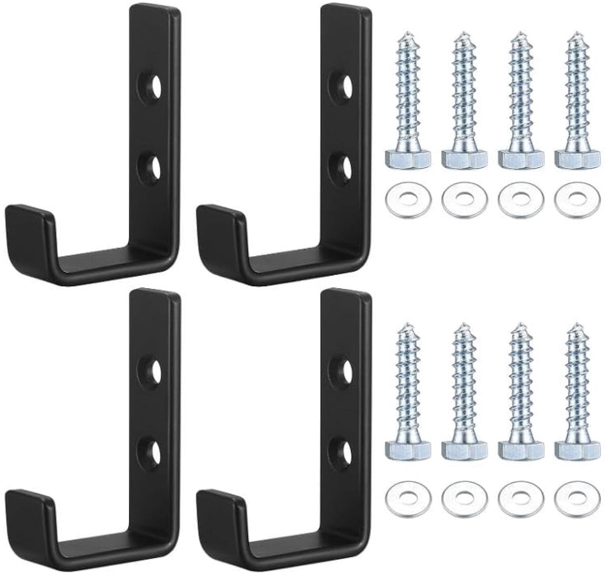 Dailygoods- Wandhaken Zware J-vormige Haken - Metalen Ophanghaken - Garagehaken - Zelfklevend - Voor Binnen/Buiten - Tot 70 kg Draagvermogen - Opslaghaken