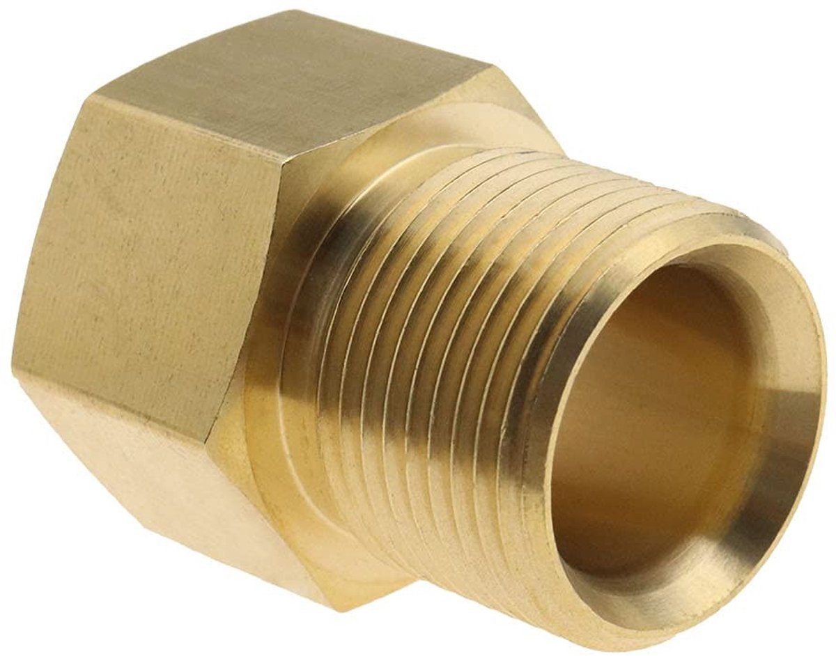 Dailygoods - M22 15mm Mannetje naar M22 14mm Vrouwelijke Adapter - Messing - Duurzaam - Hogedrukreiniger Slang - Tuingereedschap - Goud