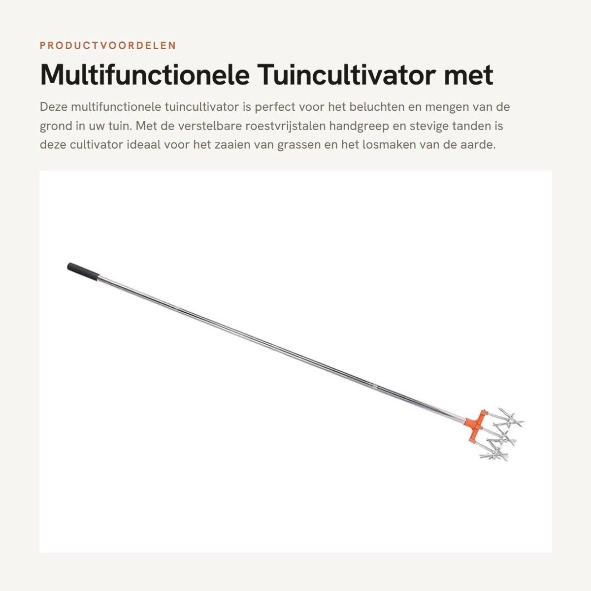 Dailygoods- Tiltrotator Multifunctioneel - Handgereedschap - Tuingereedschap - 3 Verwisselbare Waaiers - Verstelbare Roestvrijstalen Handgreep - Lichtgewicht en Stevige Tanden - Tuincultivator