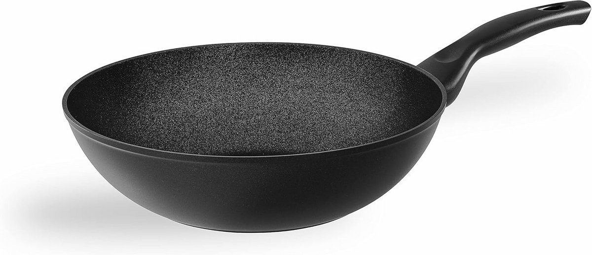 Wok Pan Roerbakpan Aluminium Snel Koken 5-Laags Anti-aanbaklaag 28 cm Zwart