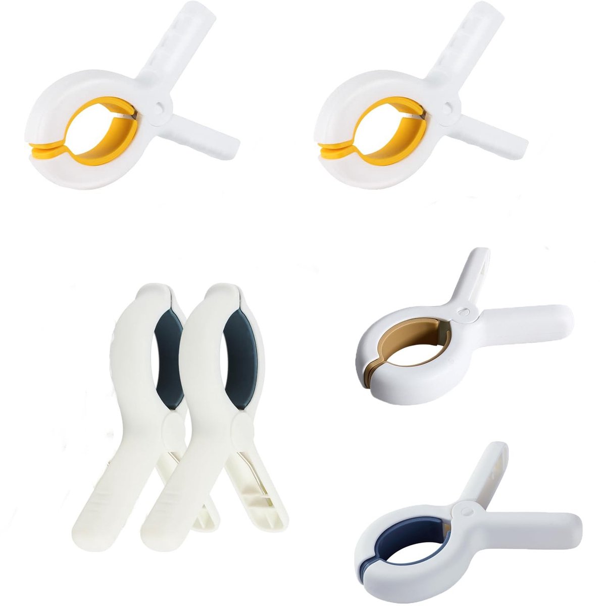 Dailygoods- Handdoekclips 6 stuks - Antislip - Duurzaam - Voor bevestiging - Voor grote voorwerpen - Roestvrijstalen veer - 9,5 x 6,5 x 1,8 cm - Wasknijpers