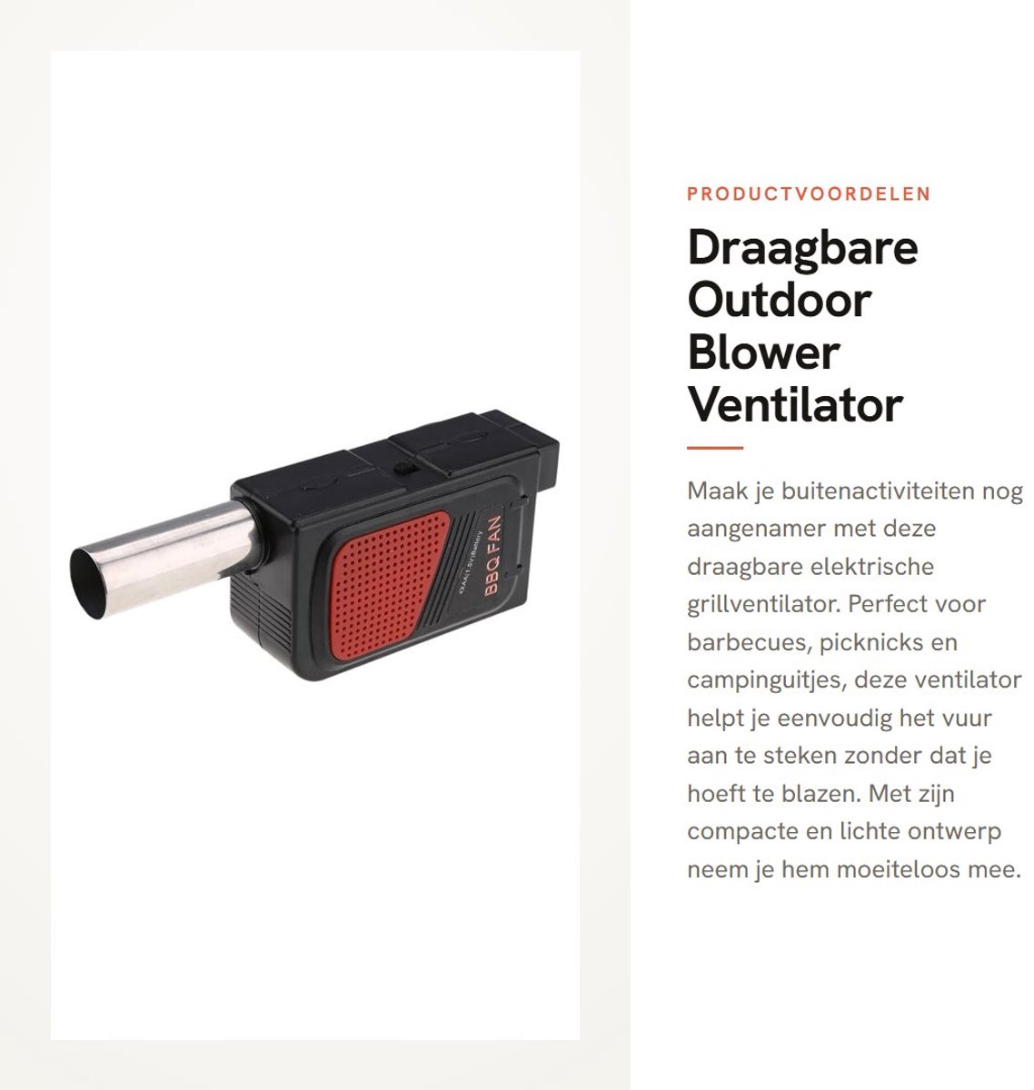 Dailygoods - Draagbare Outdoor Blower Ventilator - Elektrische Grillventilator - Ideaal voor Barbecue - Wit - Efficiënt en Veilig - Voor Picknick en C...