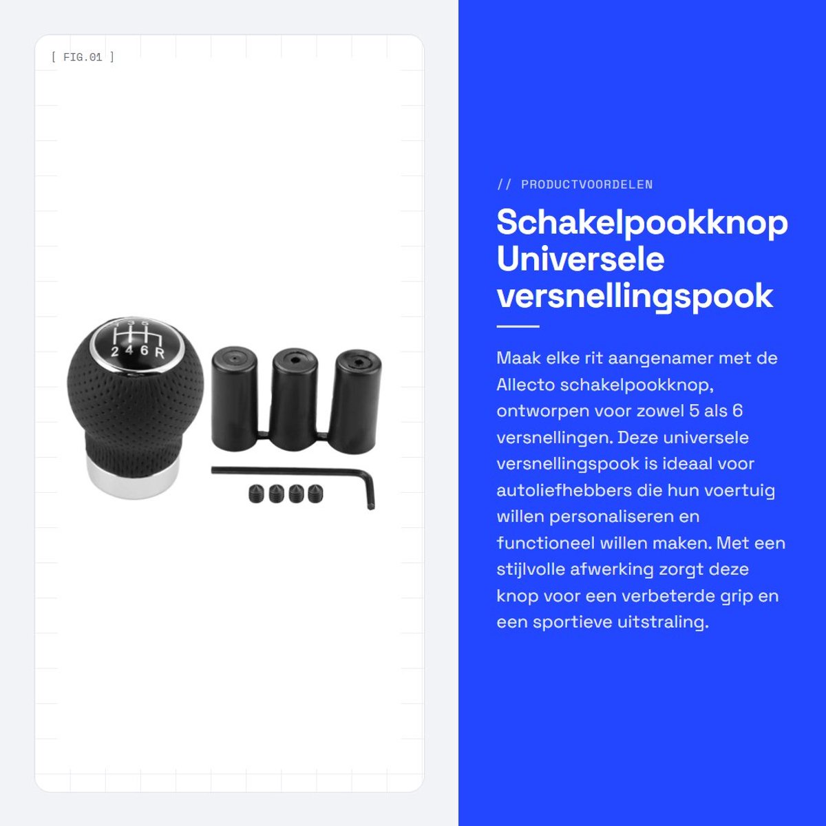 Dailygoods- Schakelpookknop Universeel - 5/6 Versnellingen - Auto-aanpassing - Hoge Kwaliteit - 12 Maanden Garantie - Professionele Verkoper - Versnellingspook