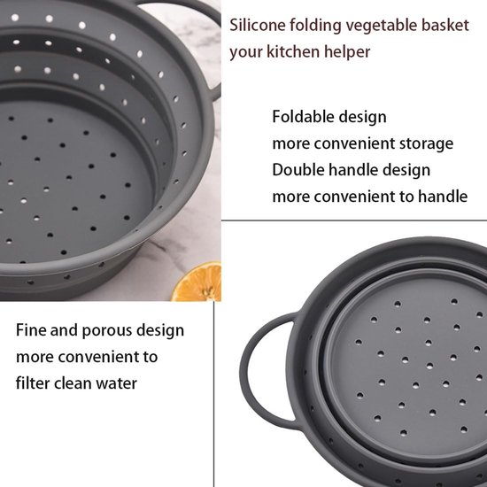 SOUQONE- Pastamachine Ruimtebesparend - Opvouwbare Zeef - Siliconen Zeef 25 cm - Vaatwasmachinebestendig - Hittebestendig tot 120 graden - Ideaal voor Koken en Afdruipen van SouqOne — afbeelding 2